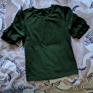 Green Top With Frilly Sleeves
